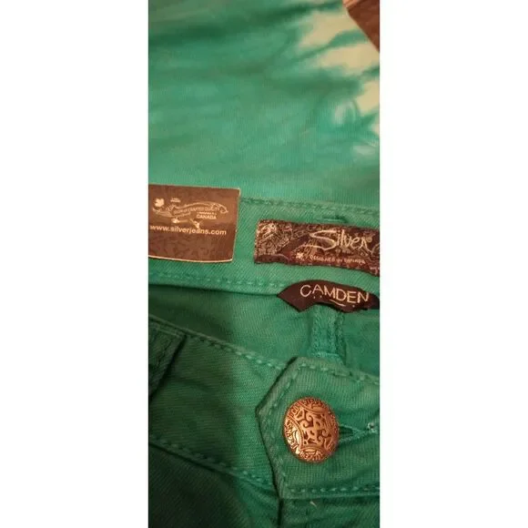 Silver Women's Size W26 / L31 Green Tie-Dye Skinny Camden Jeans -NWT - Picture 7 of 10